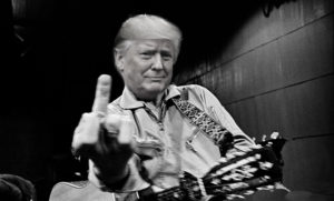 Trump as Johnny Cash, middle finger